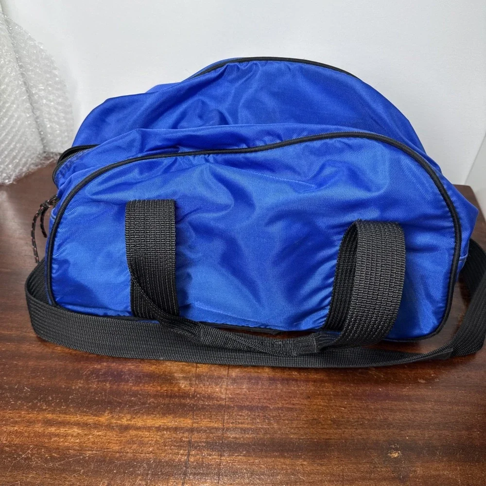 VTG Nike 90s Blue Black Gym Bag  Athletic Performance Nylon Made in Korea Retro